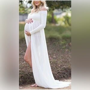 Pink blush White Maternity Photoshoot Dress